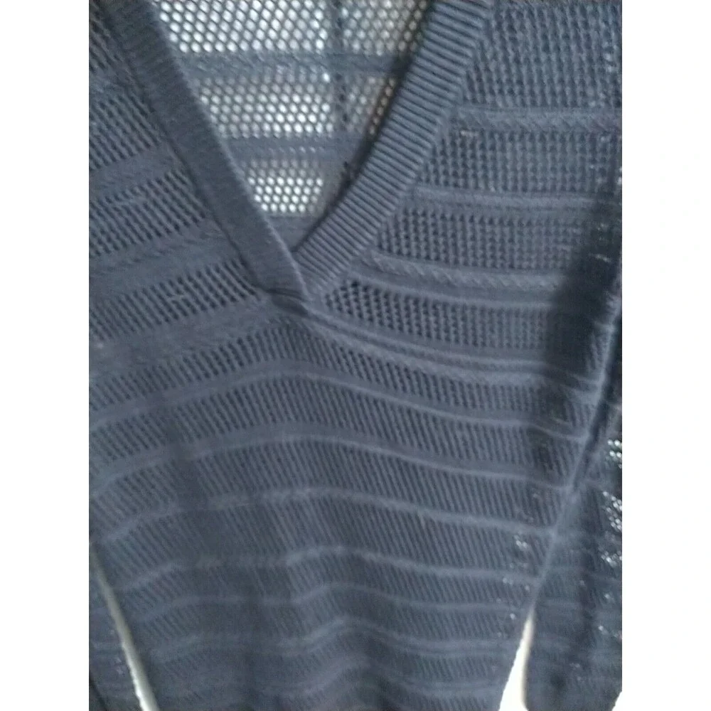 Michael Kors V-neck Netted Navy Blue Small Tunic Sweater Boho Cottage Core